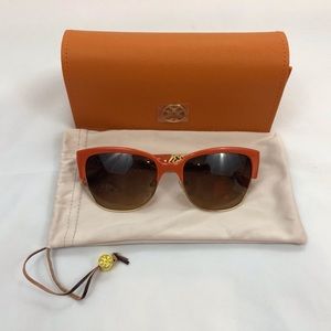 Tory Burch Metal Sunglasses & Leather Case
